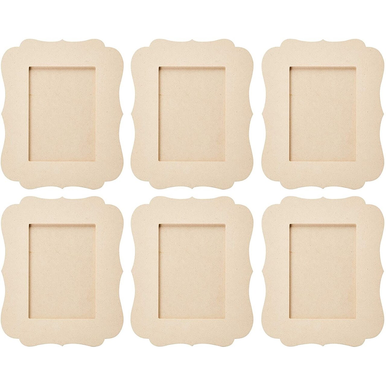 6 Pack Unfinished Wooden Picture Frames for Crafts and Painting, Table Top  Display, Holds 5x7 Inch Pictures